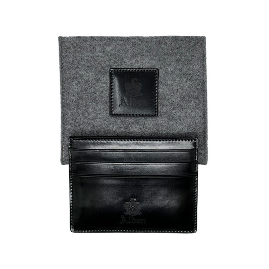 ALDEN Black Shell Cordovan Credit Card Wallet