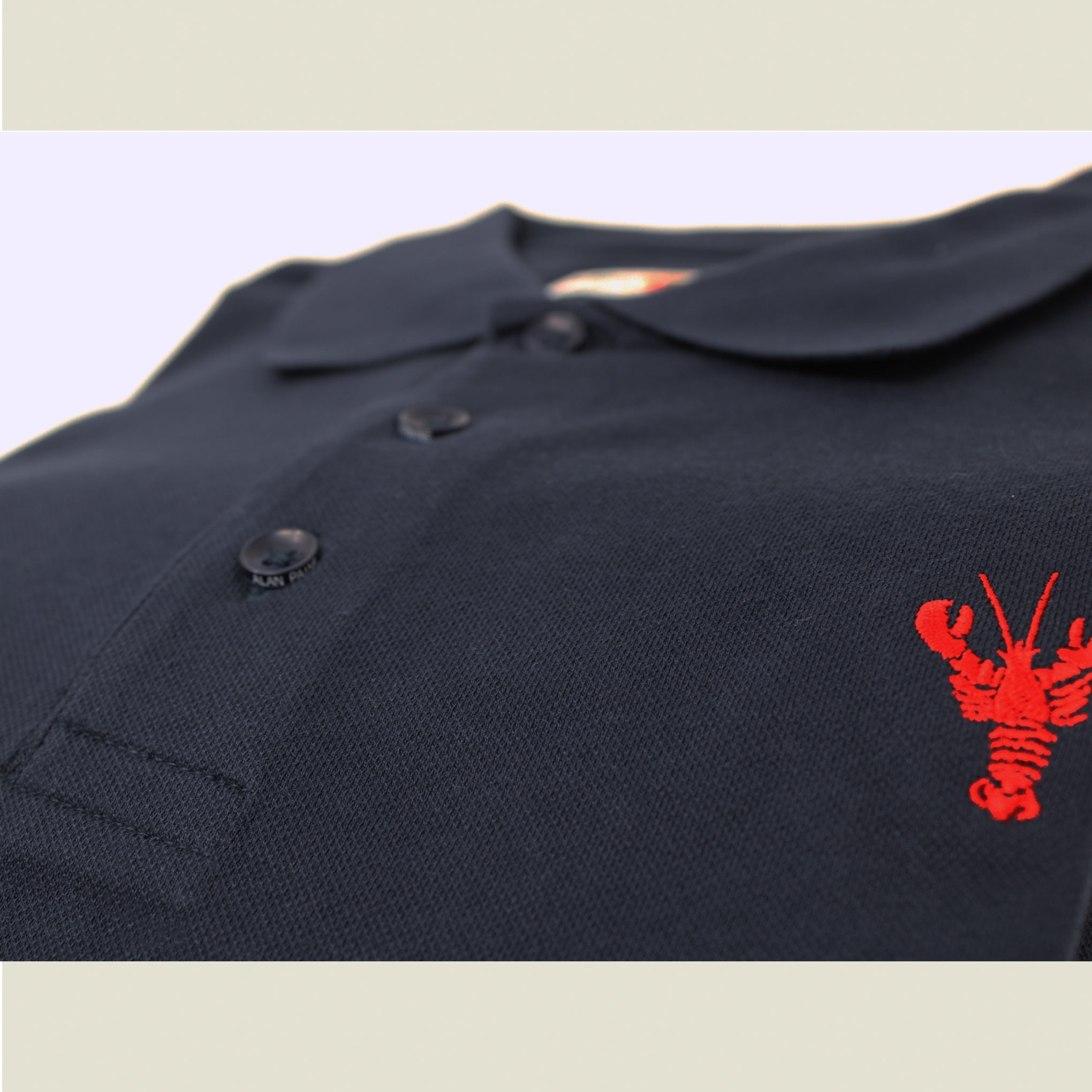 ALAN PAINE Lobster Motif Long Sleeve Polo