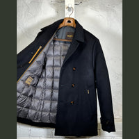 MOORER Double-Breasted Layered Peacoat