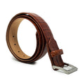 Load image into Gallery viewer, W. KLEINBERG Crocodile Skin Cutdown Belt in Brandy
